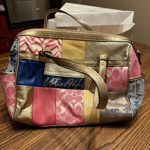 Coach Vintage Patchwork Satchel Purse, Sold with Original Coach Box